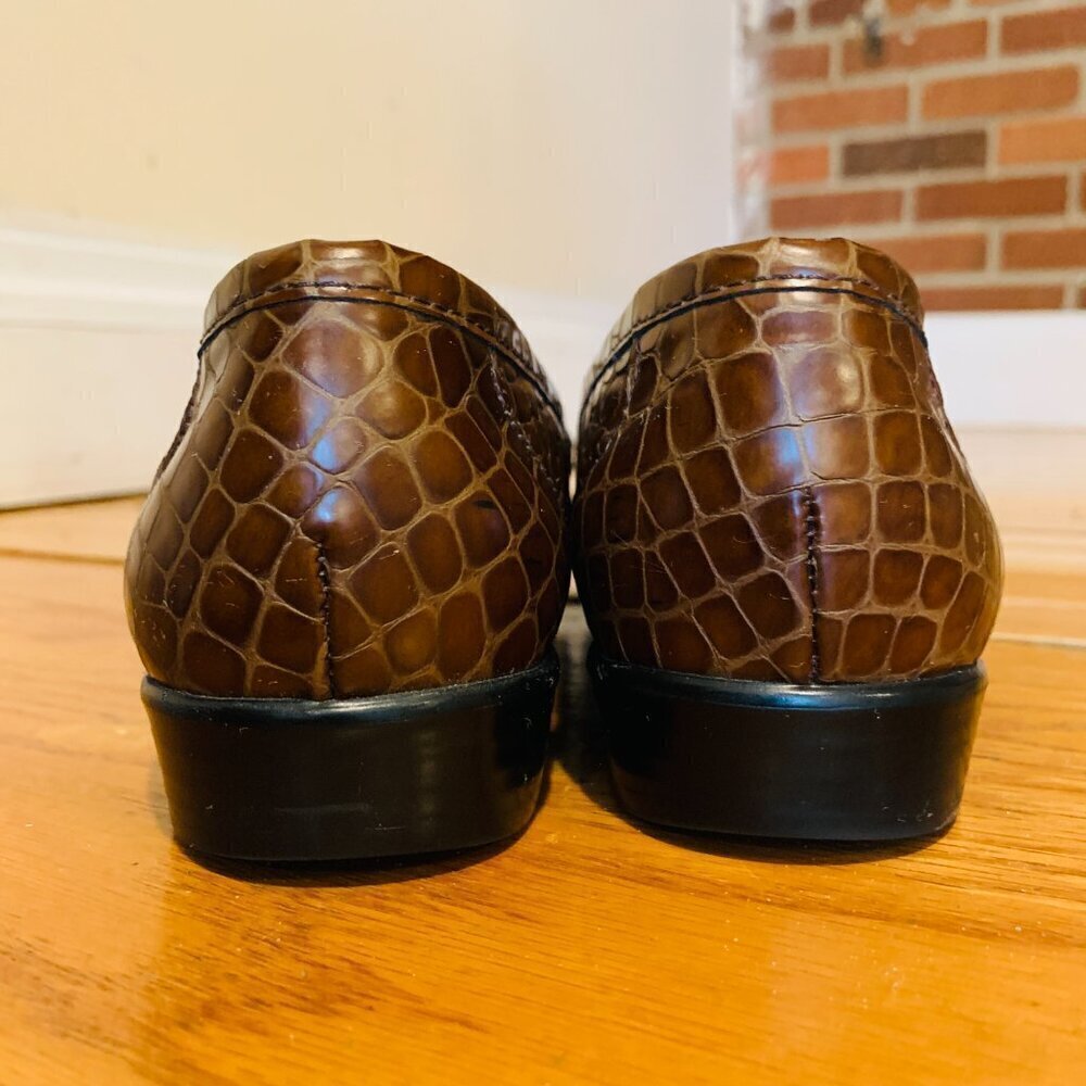 SAS Simplify Womens Size 8.5 M Brown Croc Shoes Leather Tripad Comfort Loafer - Picture 13 of 16